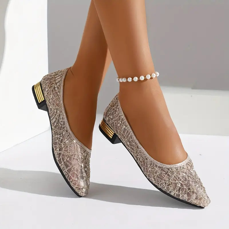 SheerLuxe Embroidered Flats