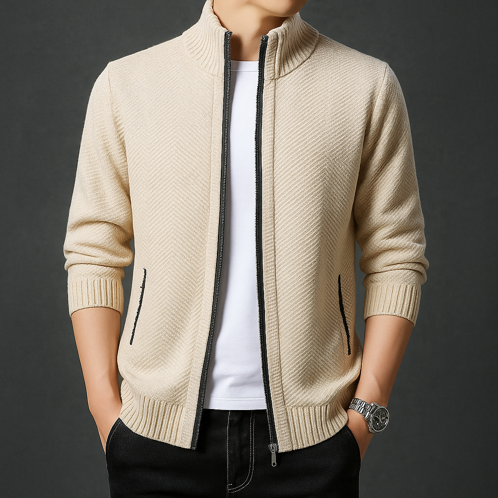 Woven Full-Zip Cardigan