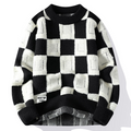 Gridwave Checkered Knit Sweater