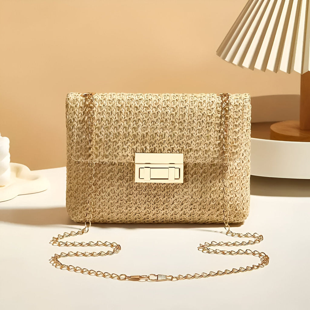Woven Strawlock Crossbody Bag