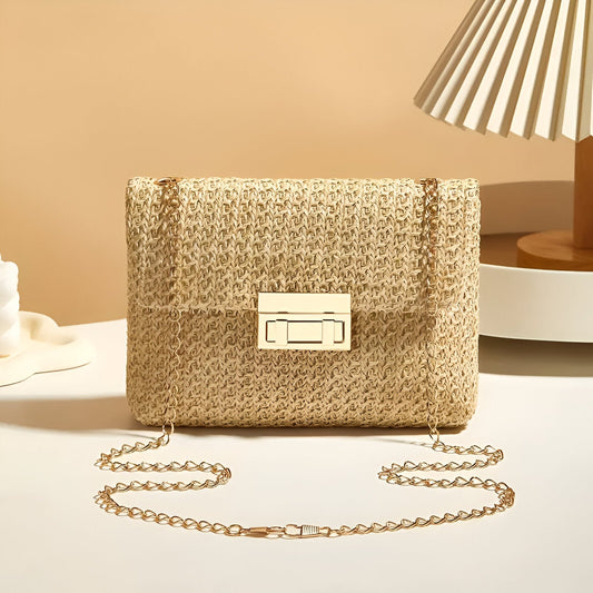 Woven Strawlock Crossbody Bag